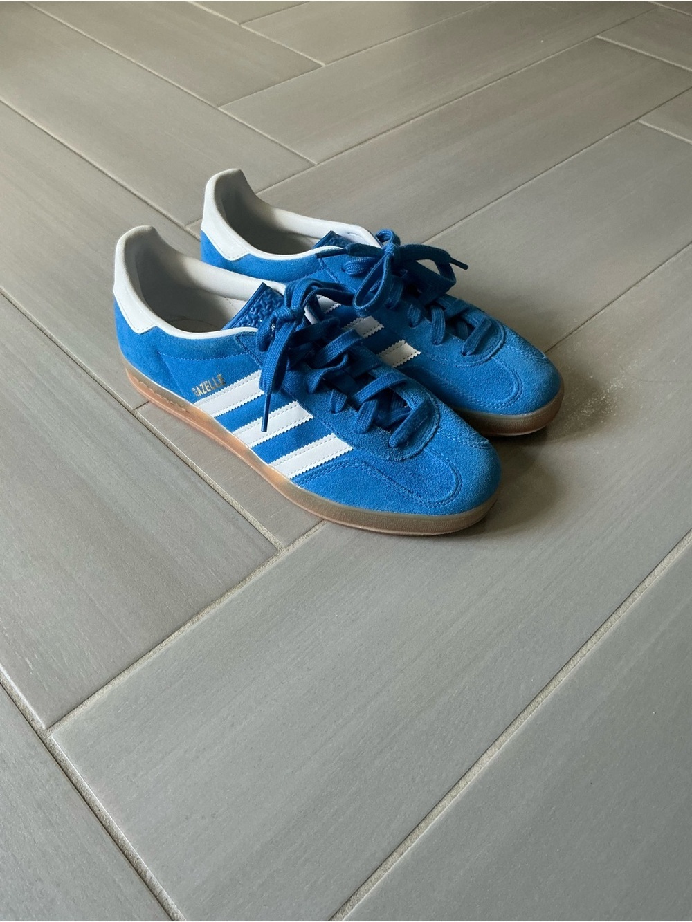 adidas Gazelle Indoor Sneakers | Blue Bird/Cloud White/Gum | Men’s 7, Women’s 9